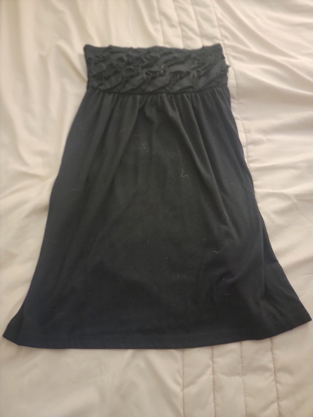 Black Strapless Ruffled Bathing Suit Cover Up
